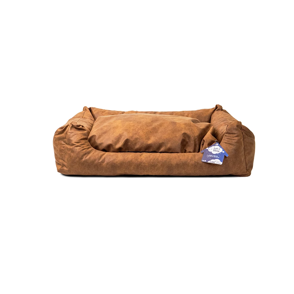 Let's Sleep Sweet Dreams Hondenmand Met Kussen Cognac